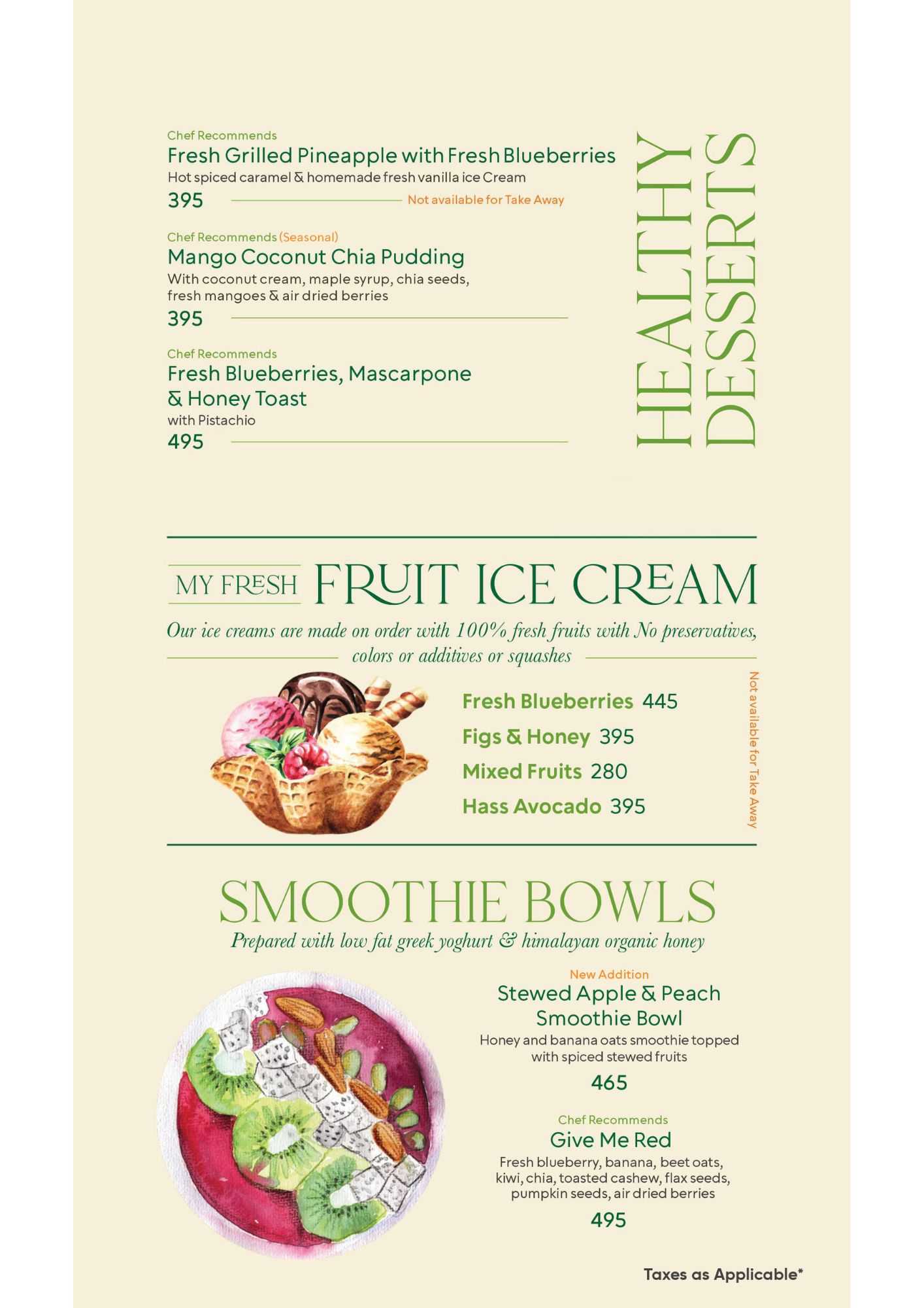 Dessert Menu