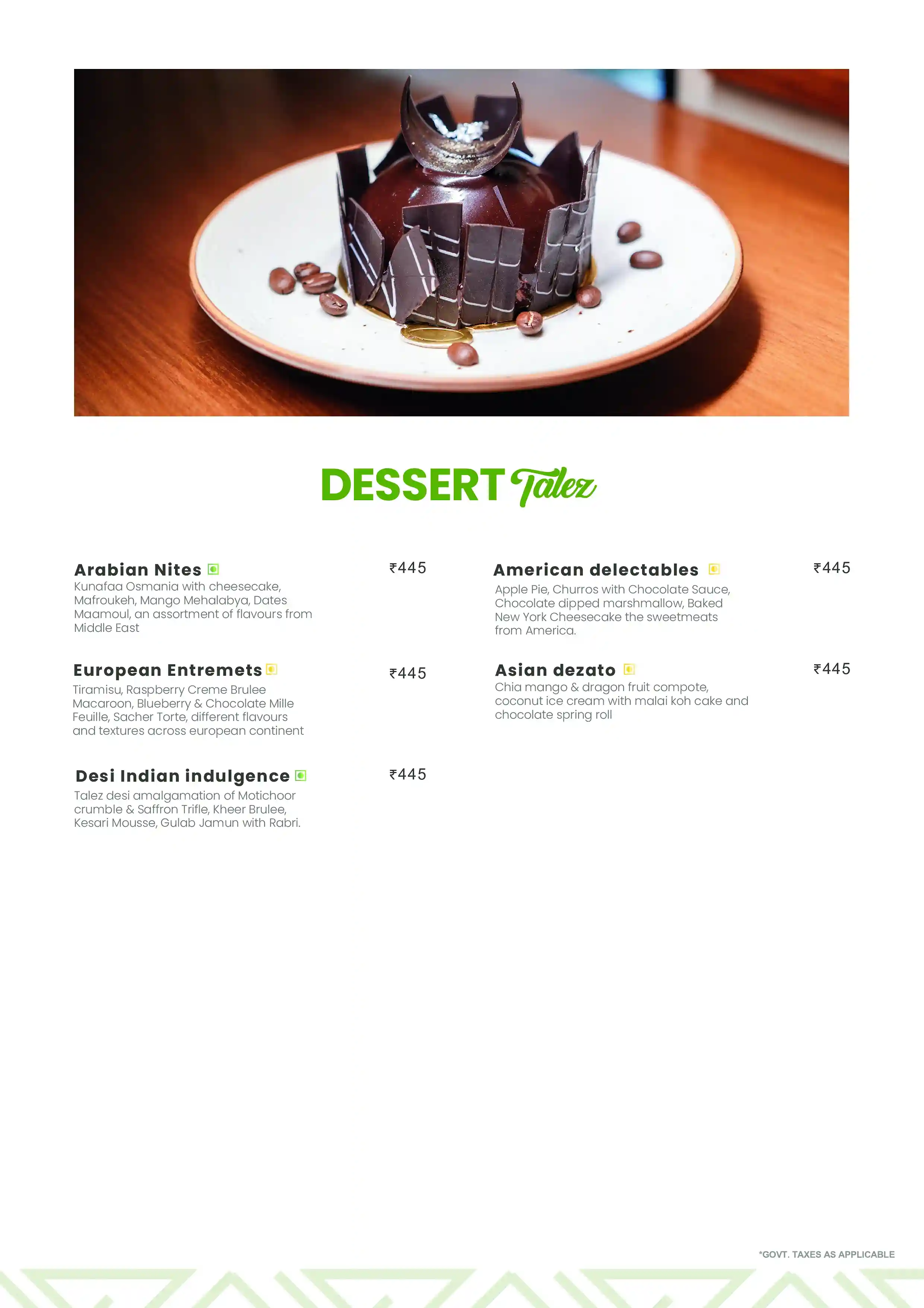 Dessert Menu
