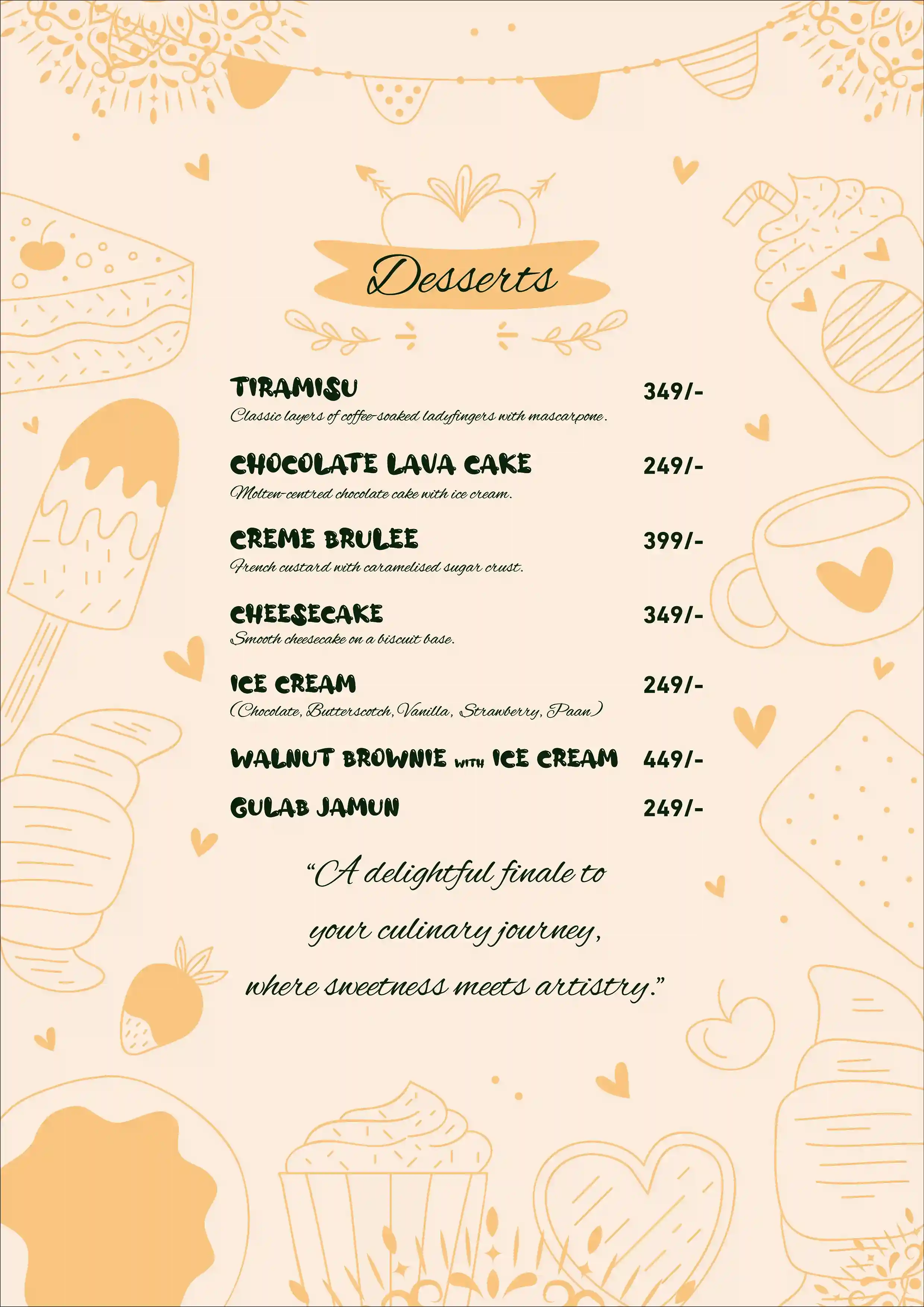 Dessert Menu