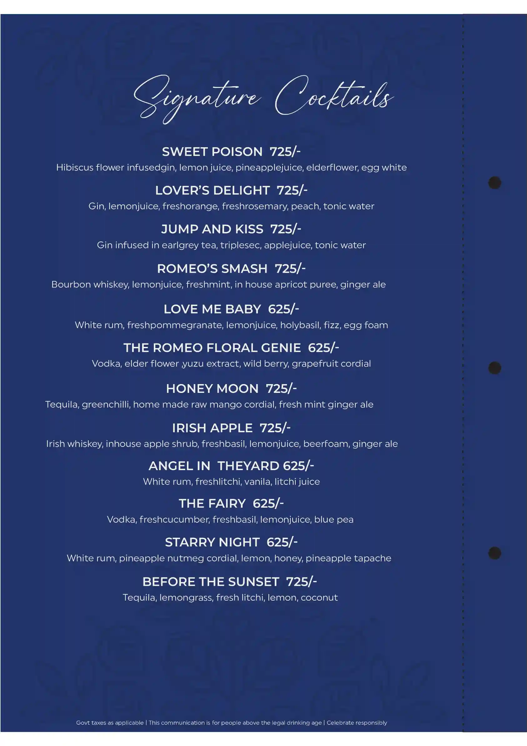 Bar Menu