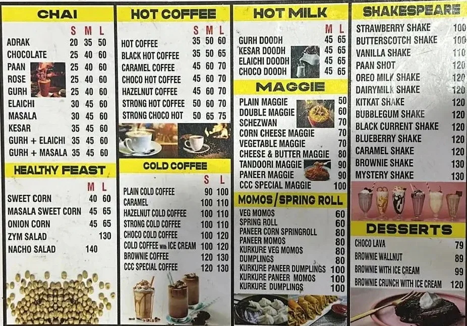 Top Menu | Chai Churi Cafe in Sector 15 Panchkula- Cozy Cafe | Shoutlo
