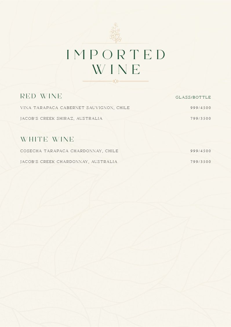 Bar Menu