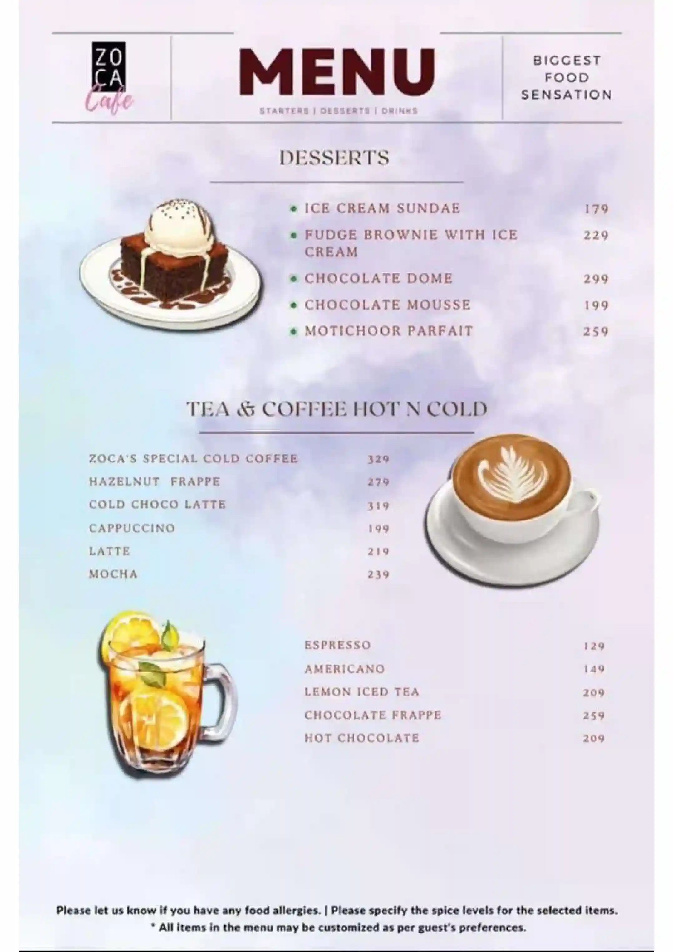 Dessert Menu
