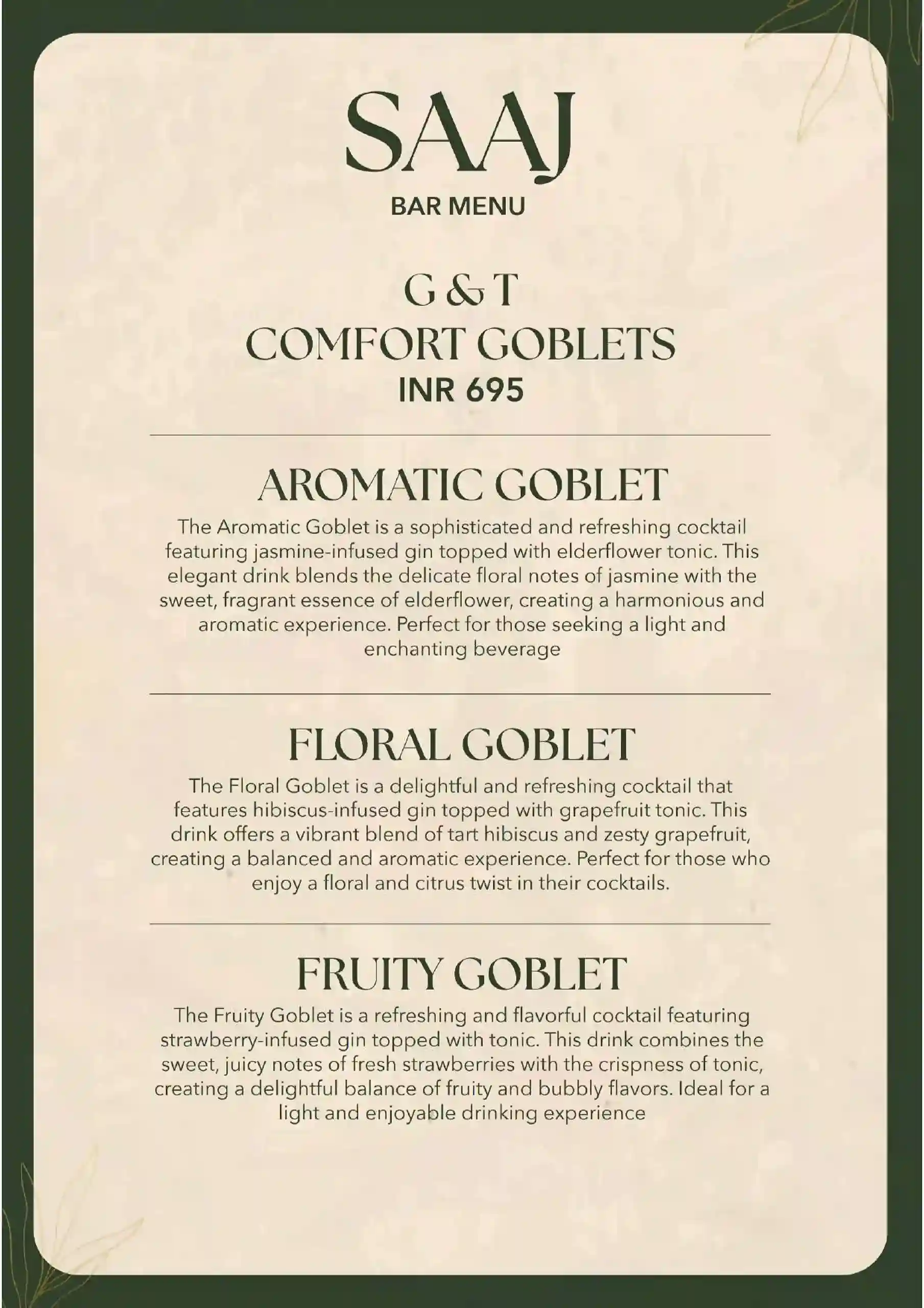 Bar Menu