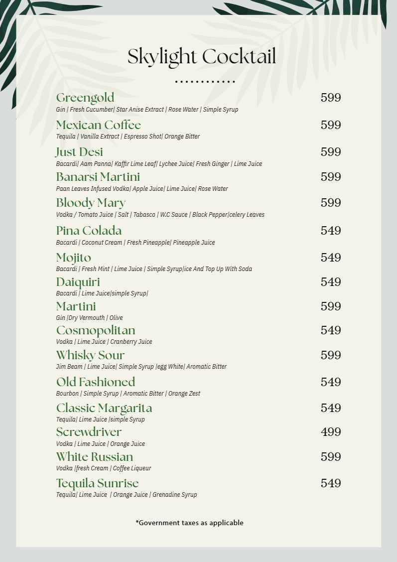 Bar Menu