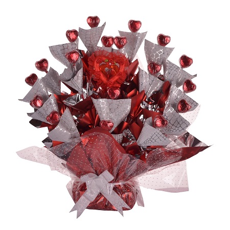 Red Heart-shaped Chocolate Bouquet