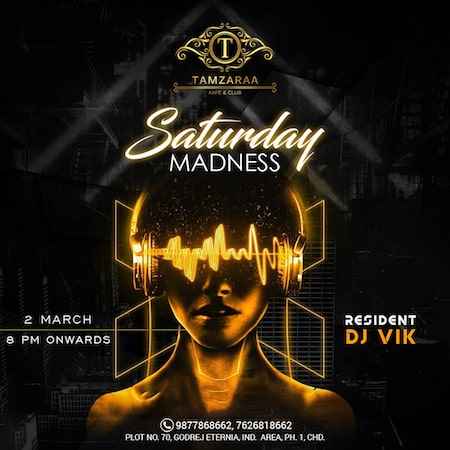 saturday club night at tamzaraa chandigarh